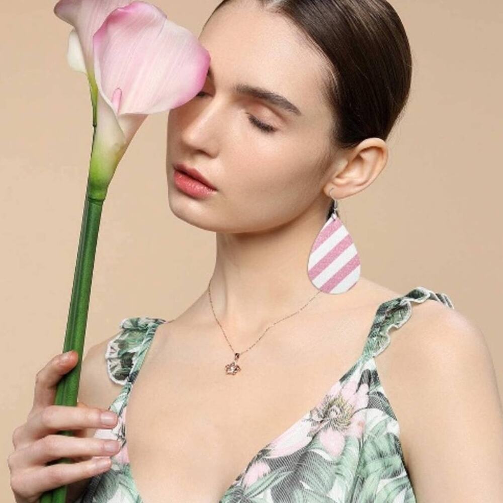 Valentines Faux Striped  Leather Earrings